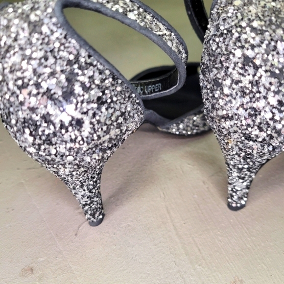 J.Crew Collection Italian Artisan Glitter Peep Toe Heels [NWOT] 🖤🤍 - Picture 4 of 12